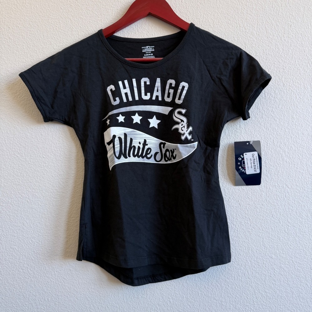 MLB Chicago White Sox Black Graphic Tee Women Small 7/8 NWT 9K3G6MBURMDQ-WSX